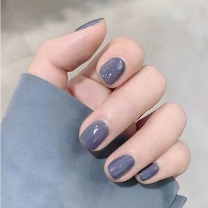 Glossy Gray Press On Nails